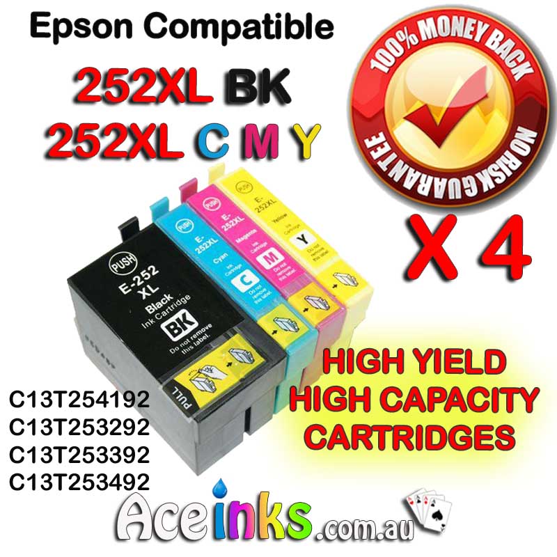 4 Pack Combo Compatible EPSON #252XL BK C/M/Y